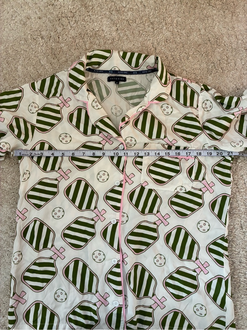 Katie Kime Pickleball Pajama Short Set Green Pink Size M - Picture 7 of 11